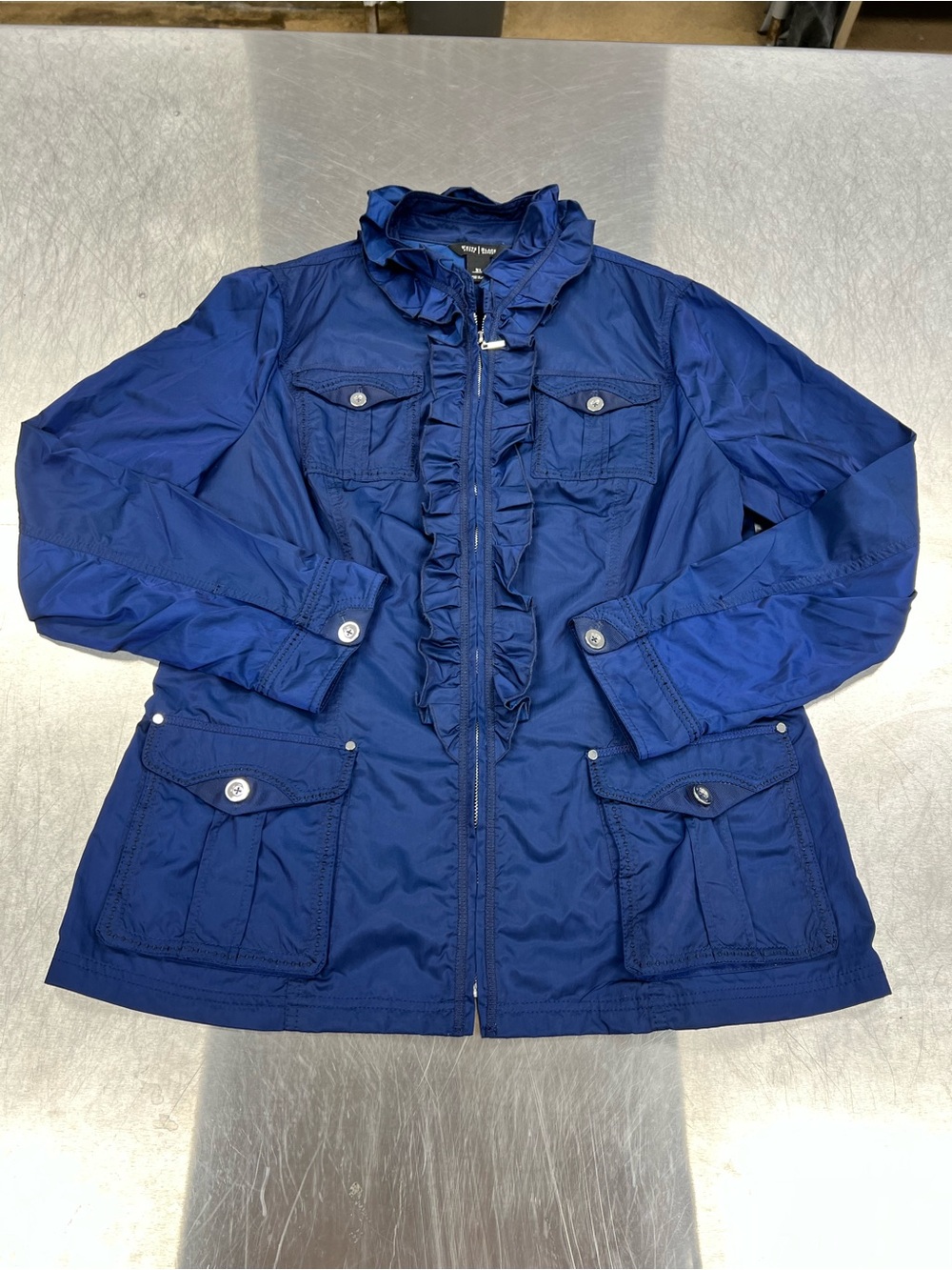 White House Black Market Royal Blue Light Jacket with 4 Pocket Front Women’s XL